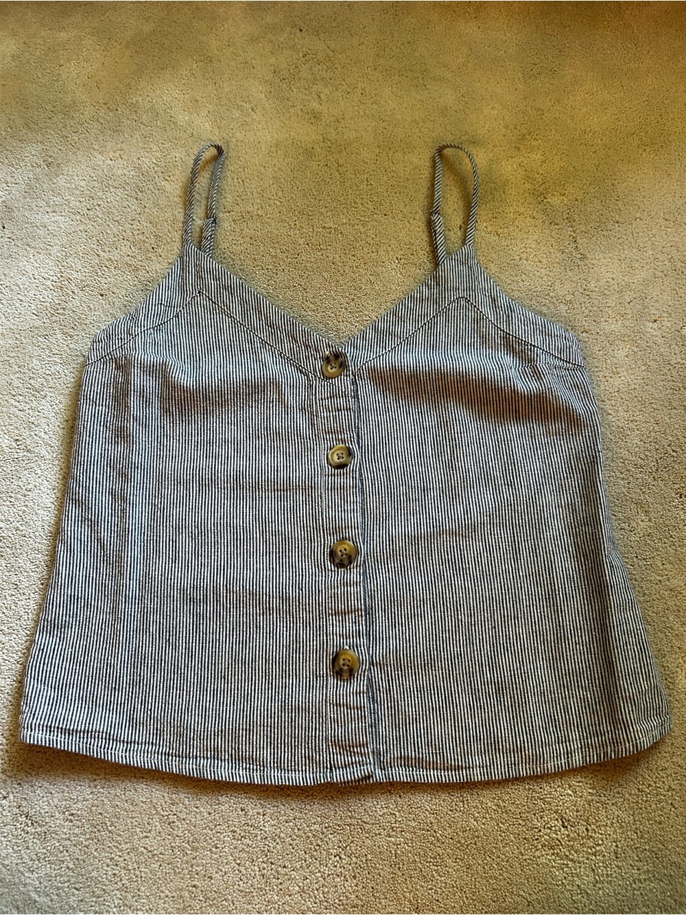 Abercrombie & Fitch Blue and White Striped Button-Front Tank